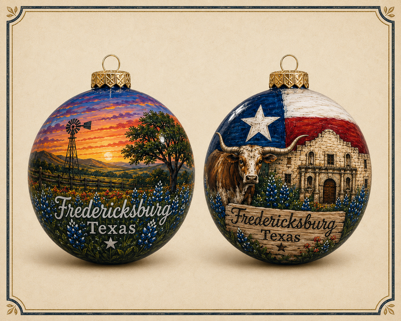 Fredericksburg TX Christmas Ornaments & Texas Souvenirs