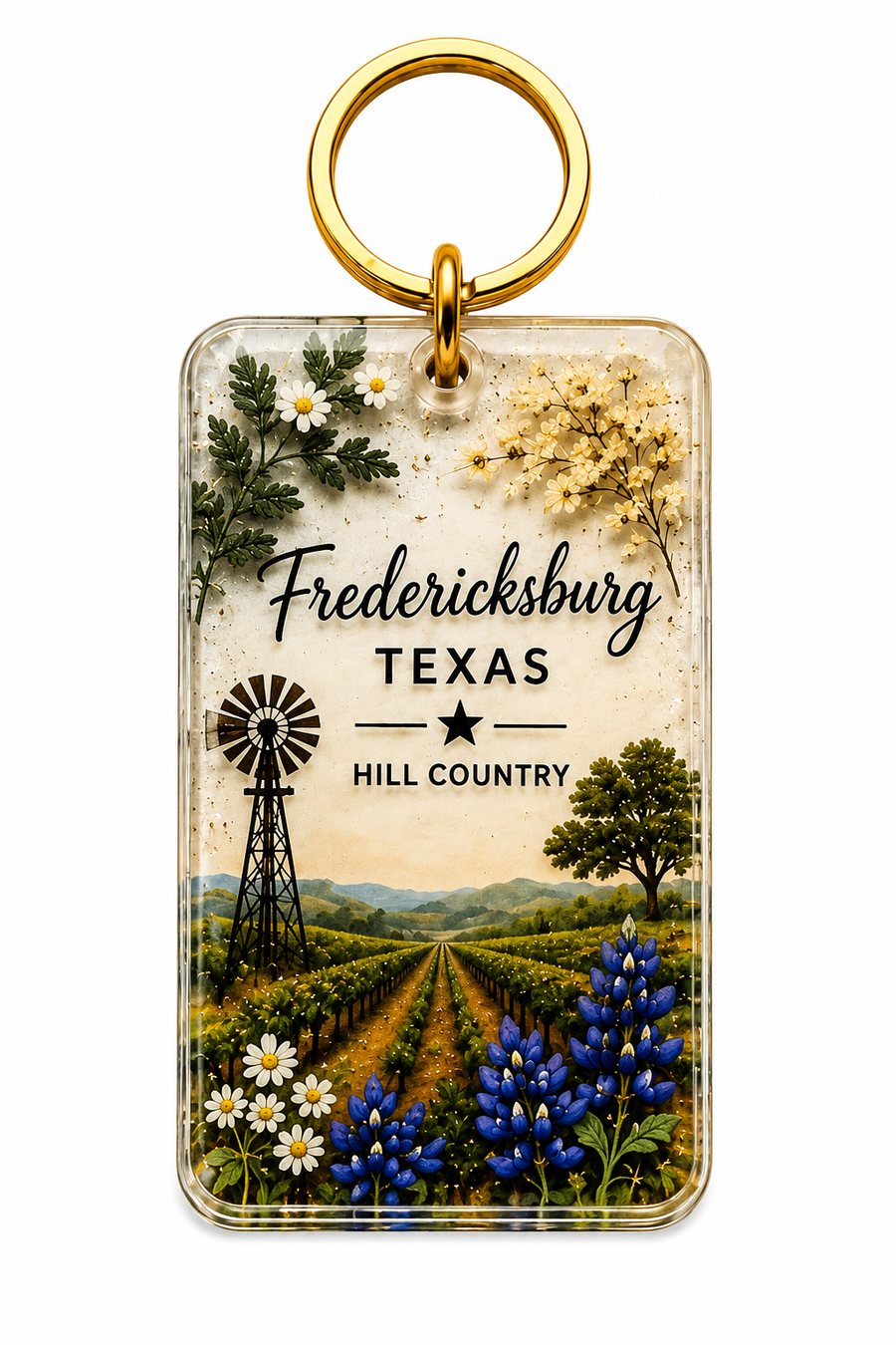 Fredericksburg TX Wine Keychain – Texas Wine Country Souvenir